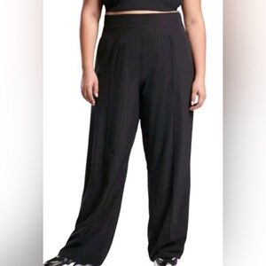 ATHLETA Nolita Wide Leg Pants  Black High Rise Athleisure Travel Womens Size 22